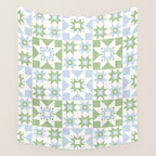 Quilt Shapes - Green and Blue Wall Tapestry Gallery Image 4
