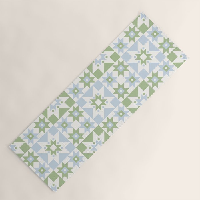 Quilt Shapes - Green and Blue Yoga Mat Gallery Image 1