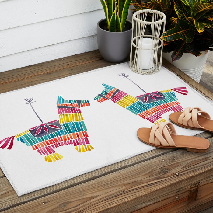 Mexican Donkey PinÌata - CMYK Palette Outdoor Rug Gallery Image 2
