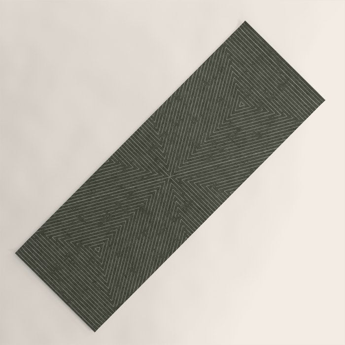 boho triangle stripes - olive green Yoga Mat Gallery Image 1