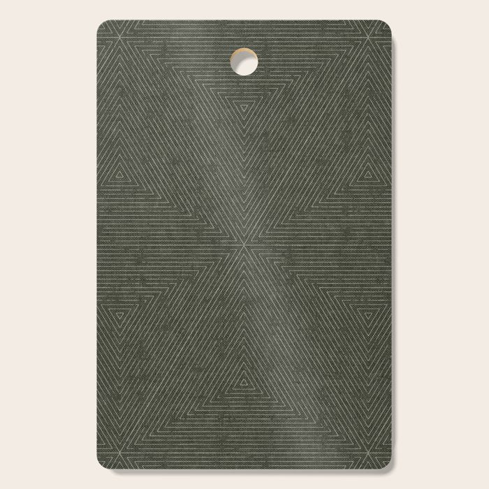boho triangle stripes - olive green Cutting Board Gallery Image 1
