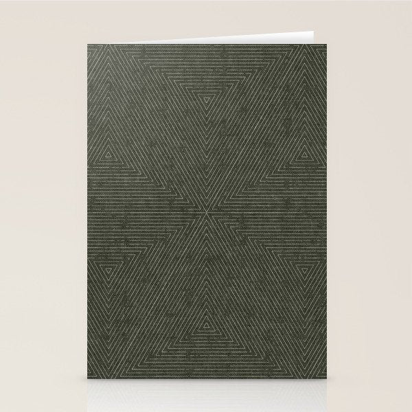 boho triangle stripes - olive green Stationery Card Gallery Image 1