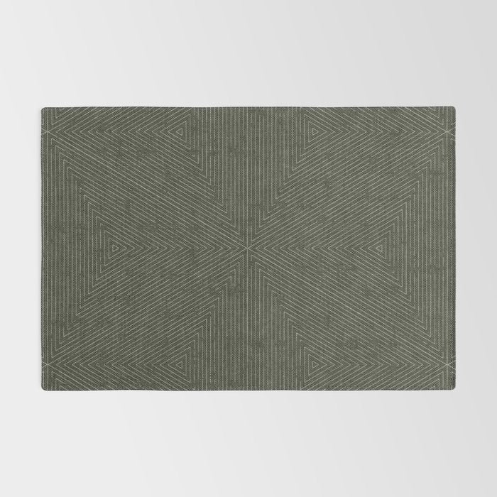 boho triangle stripes - olive green Rug Gallery Image 2