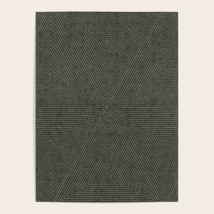 boho triangle stripes - olive green Poster Gallery Image 1