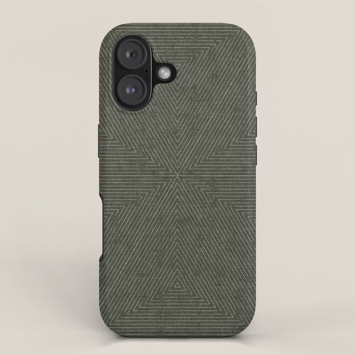 boho triangle stripes - olive green iPhone Case Gallery Image 1