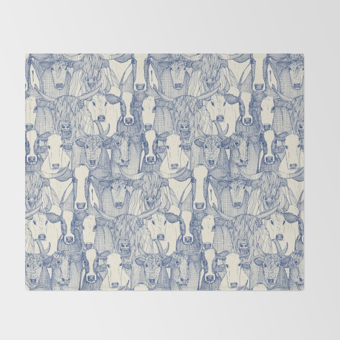 just cattle classic blue pearl Throw Blanket Gallery Image 2