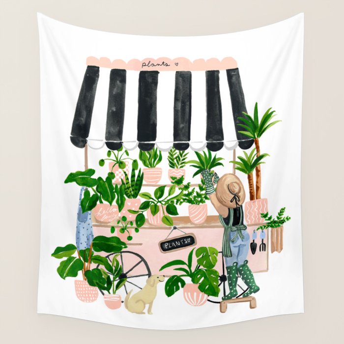 Plant Cart Wall Tapestry Gallery Image 1