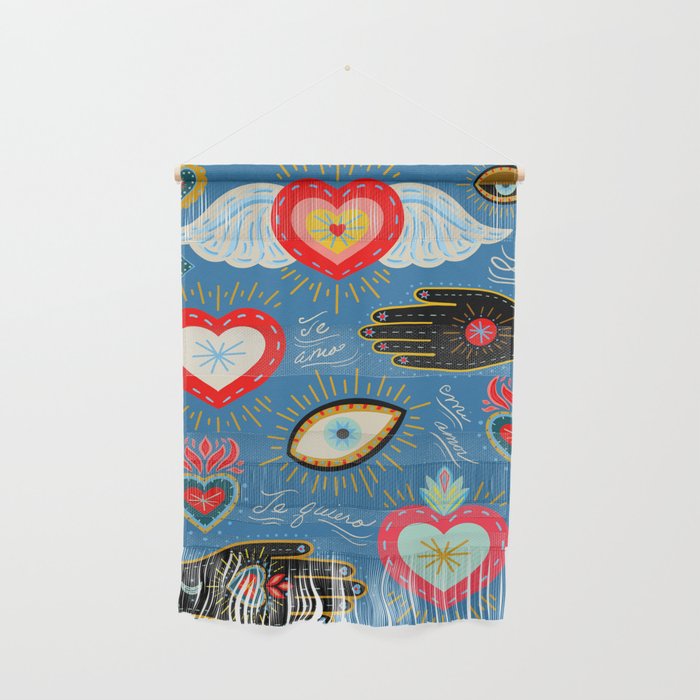 Milagro love hearts - blue Wall Hanging Gallery Image 1