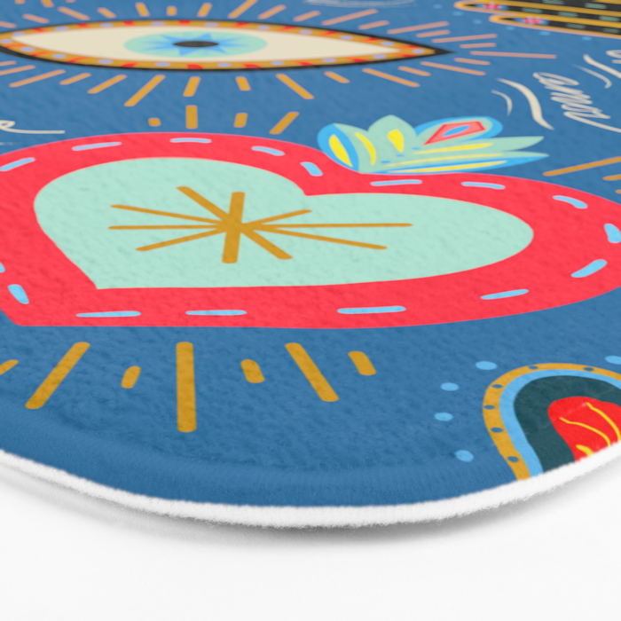 Milagro love hearts - blue Bath Mat Gallery Image 3