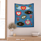 Milagro love hearts - blue Wall Tapestry Gallery Image 2
