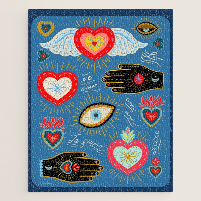 Milagro love hearts - blue Jigsaw Puzzle Gallery Image 1