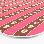 Eclectic Cottage Stripes and Flowers in Pink Brown Cream Bath Mat Gallery Image 3