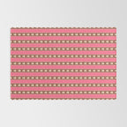 Eclectic Cottage Stripes and Flowers in Pink Brown Cream Rug Gallery Image 2