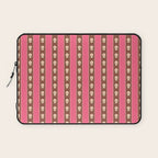 Eclectic Cottage Stripes and Flowers in Pink Brown Cream Laptop Sleeve Gallery Image 1