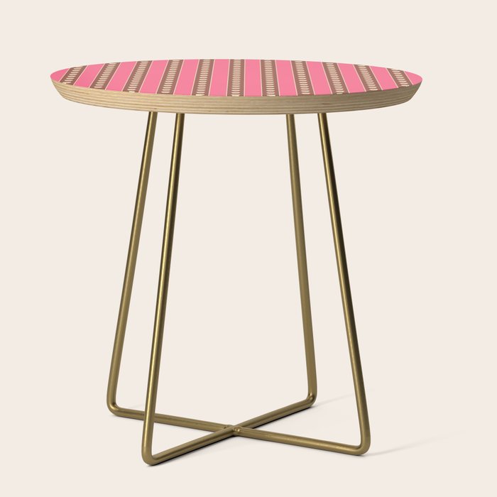 Eclectic Cottage Stripes and Flowers in Pink Brown Cream Side Table Gallery Image 1