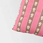 Eclectic Cottage Stripes and Flowers in Pink Brown Cream Pillow Sham Gallery Image 4