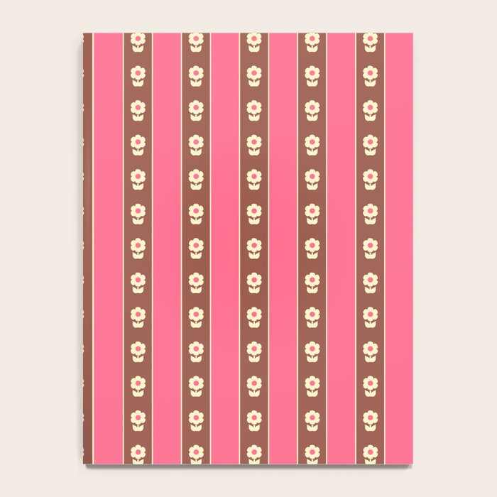 Eclectic Cottage Stripes and Flowers in Pink Brown Cream Notebook Gallery Image 4