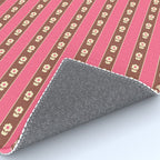 Eclectic Cottage Stripes and Flowers in Pink Brown Cream Rug Gallery Image 4