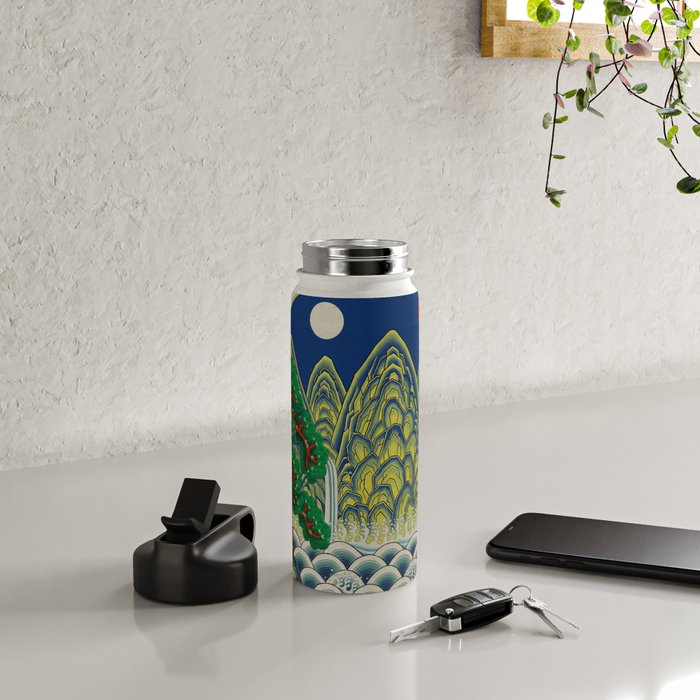 Five peaks of the sun and moon : Kingâs painting (Minhwa-Korean folk art) Water Bottle Gallery Image 4