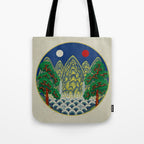 Five peaks of the sun and moon : Kingâs painting (Minhwa-Korean folk art) Tote Bag Gallery Image 1