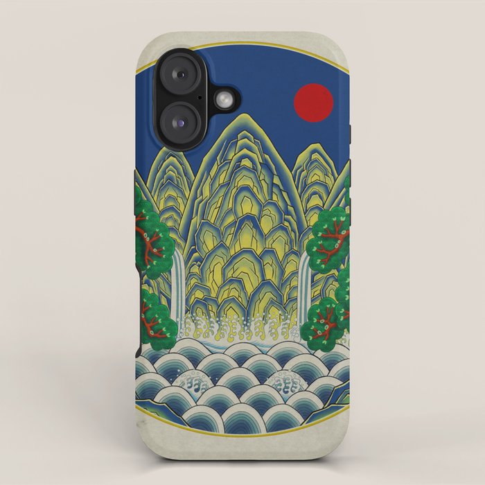 Five peaks of the sun and moon : Kingâs painting (Minhwa-Korean folk art) iPhone Case Gallery Image 1