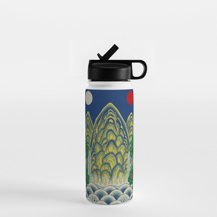 Five peaks of the sun and moon : Kingâs painting (Minhwa-Korean folk art) Water Bottle Gallery Image 1