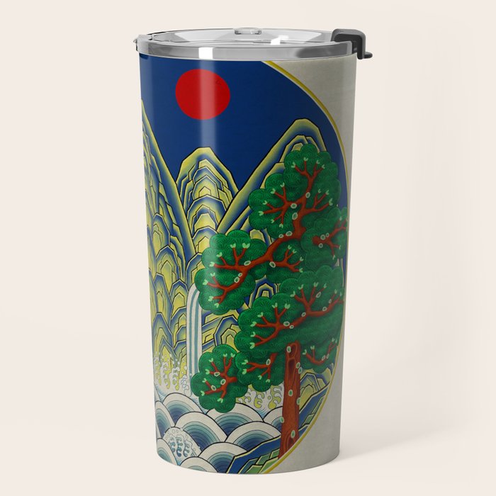 Five peaks of the sun and moon : Kingâs painting (Minhwa-Korean folk art) Travel Mug Gallery Image 2