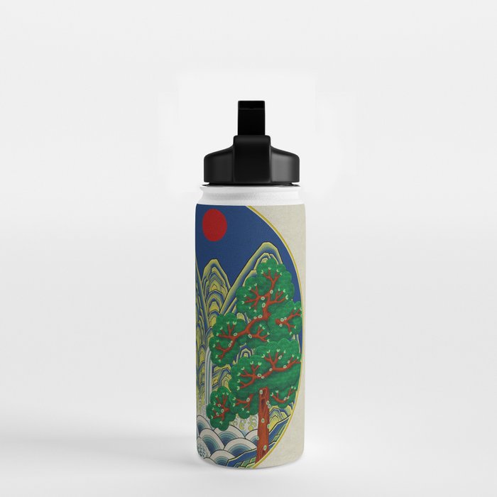 Five peaks of the sun and moon : Kingâs painting (Minhwa-Korean folk art) Water Bottle Gallery Image 2