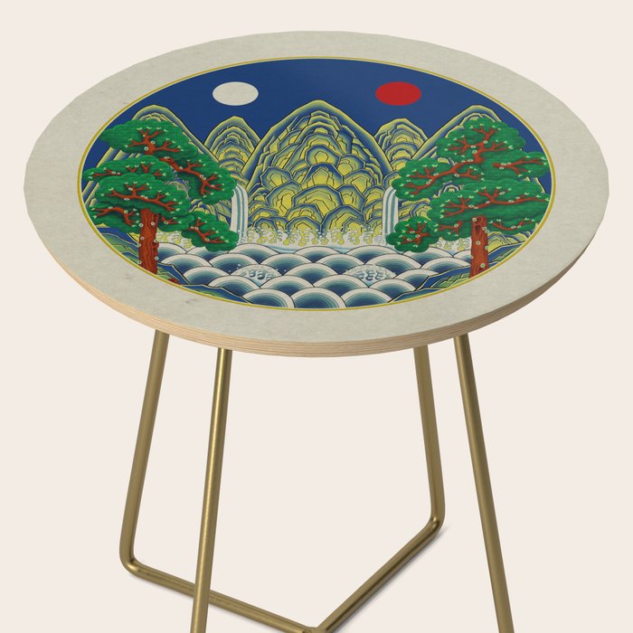 Five peaks of the sun and moon : Kingâs painting (Minhwa-Korean folk art) Side Table Gallery Image 2
