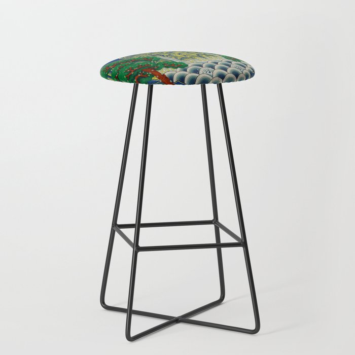 Five peaks of the sun and moon : Kingâs painting (Minhwa-Korean folk art) Stool Gallery Image 1