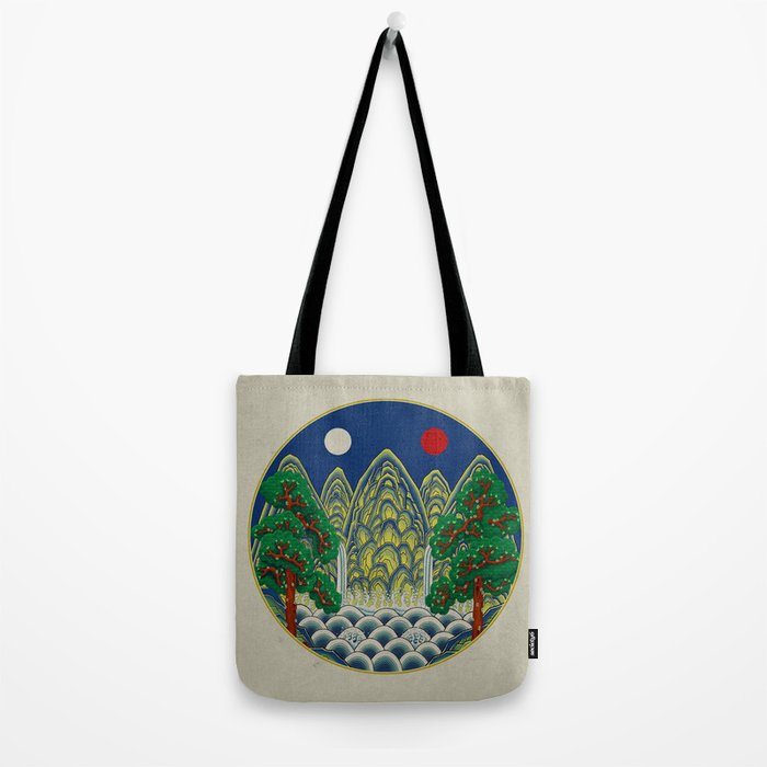 Five peaks of the sun and moon : Kingâs painting (Minhwa-Korean folk art) Tote Bag Gallery Image 2