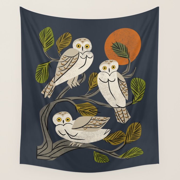 Midnight Owl Tree Wall Tapestry Gallery Image 4