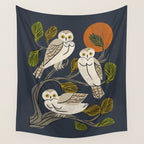 Midnight Owl Tree Wall Tapestry Gallery Image 4
