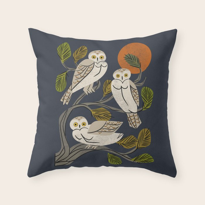Midnight Owl Tree Throw Pillow Gallery Image 1