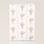 Delicate floral bouquets with vertical stripes - Pink and moss green pattern Stationery Card Gallery Image 2