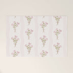 Delicate floral bouquets with vertical stripes - Pink and moss green pattern Welcome Mat Gallery Image 1