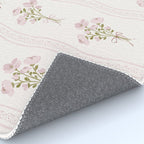 Delicate floral bouquets with vertical stripes - Pink and moss green pattern Rug Gallery Image 4