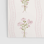 Delicate floral bouquets with vertical stripes - Pink and moss green pattern Poster Gallery Image 3