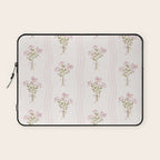 Delicate floral bouquets with vertical stripes - Pink and moss green pattern Laptop Sleeve Gallery Image 1