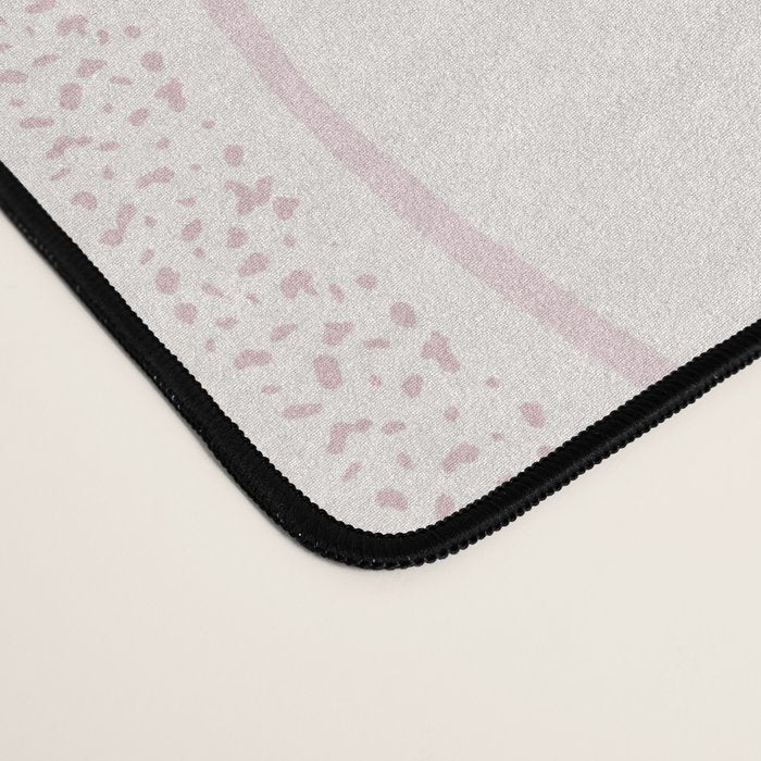 Delicate floral bouquets with vertical stripes - Pink and moss green pattern Desk Mat Gallery Image 4