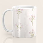 Delicate floral bouquets with vertical stripes - Pink and moss green pattern Coffee Mug Gallery Image 3