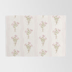 Delicate floral bouquets with vertical stripes - Pink and moss green pattern Rug Gallery Image 2