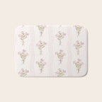 Delicate floral bouquets with vertical stripes - Pink and moss green pattern Bath Mat Gallery Image 1