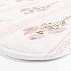 Delicate floral bouquets with vertical stripes - Pink and moss green pattern Bath Mat Gallery Image 3
