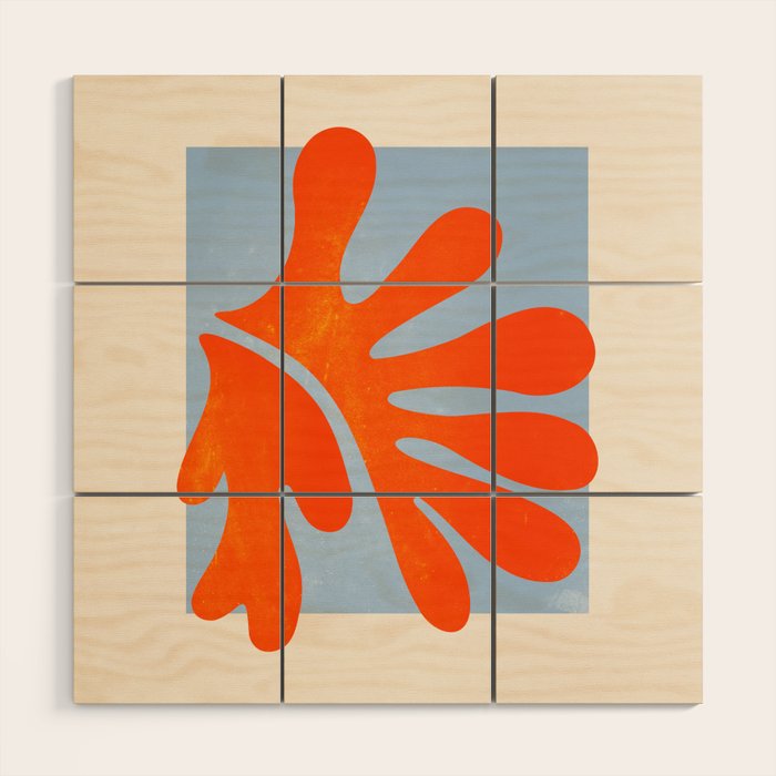 Red Coral Leaf: Matisse Paper Cutouts II Wood Wall Art Gallery Image 1