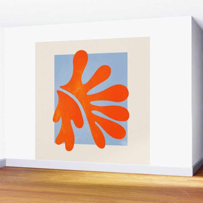 Red Coral Leaf: Matisse Paper Cutouts II Wall Mural Gallery Image 2