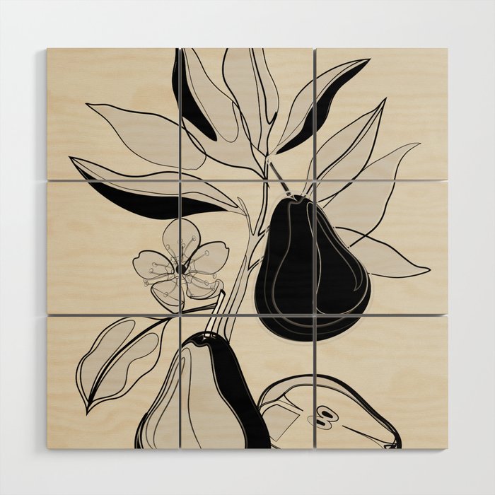 Line Art Pears 4 Wood Wall Art Gallery Image 1