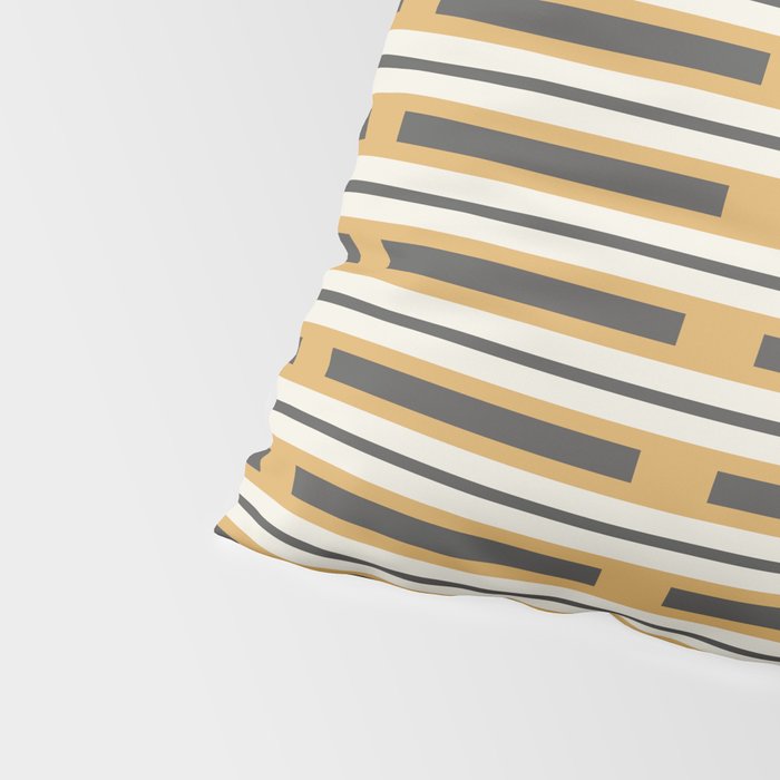 Pallet Stripes Minimal Geometric Pattern in Mustard Gold, Charcoal Gray, and Cream Pillow Sham Gallery Image 4