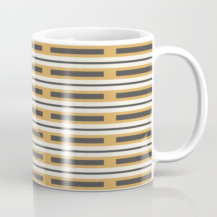 Pallet Stripes Minimal Geometric Pattern in Mustard Gold, Charcoal Gray, and Cream Coffee Mug Gallery Image 1
