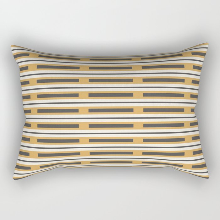 Pallet Stripes Minimal Geometric Pattern in Mustard Gold, Charcoal Gray, and Cream Rectangular Pillow Gallery Image 1